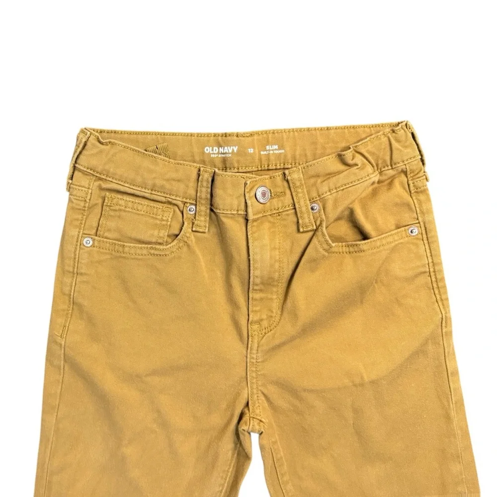 Old Navy | Boys Slim Fit 360° Stretch Twill Pants Built Tan Light Brown, Size 12